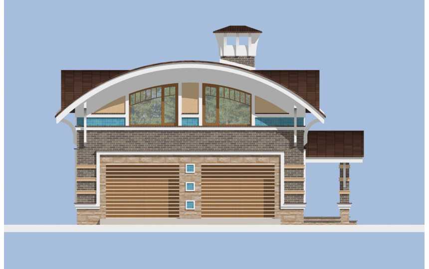 Проект гаража для двух машин из кирпича в стиле барокко c размерами 11 м на 11 м и площадью до 200 кв м - PA-64