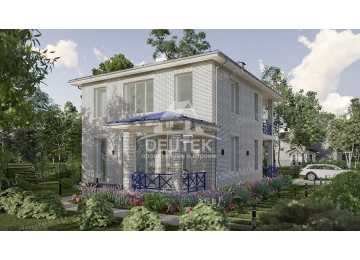 Проект жилого узкого двухэтажного дома из керамических блоков в европейском стиле с размерами 16 м на 11 м и площадью до 200 кв м LK-114