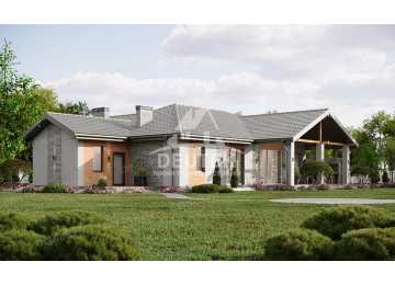 Проект загородного одноэтажного дома с баней и двумя террасами - LK-312