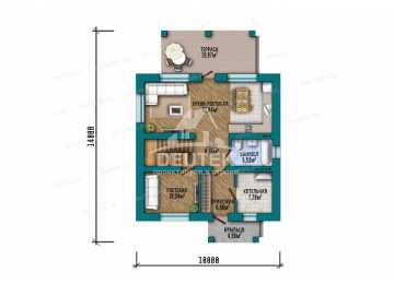 Проект узкого одноэтажного дома с площадью 150 кв м - LK-313