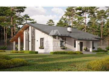 Проект загородного одноэтажного дома с большими окнами - LK-314