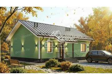 Проект дачного одноэтажного дома с двумя спальнями - LK-346