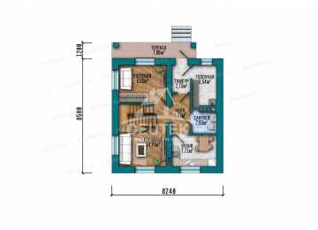 Проект квадратного двухэтажного дома с четырьмя спальнями - LK-356