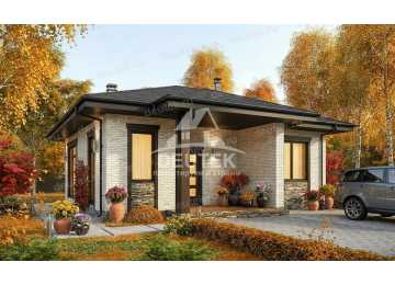 Проект квадратного одноэтажного дома из газобетонного блока - LK-365