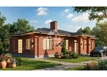 Проект дачного одноэтажного дома с эркером и кабинетом - LK-373
