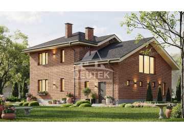 Проект загородного двухэтажного дома с одноместным гаражом и зимнем садом - LK-378