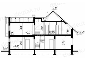 Проект двухэтажного дома из керамоблоков с одноместным гаражом и кабинетом - SK-10 SK-10