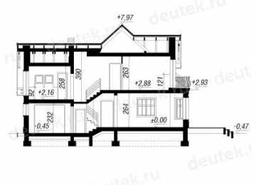 Проект европейского жилого двухэтажного дома из керамоблоков с мансардой и одноместным гаражом - VR-2 VR-2