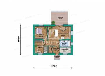 Проект жилого одноэтажного дома с двумя спальнями - LK-282