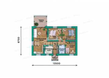 Проект загородного одноэтажного дома с размерами 13 м на 11 м - LK-294