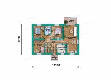 Проект узкого одноэтажного дома из газобетонных блоков - LK-296