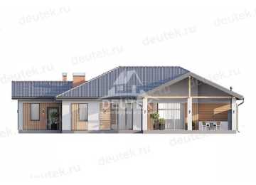 Проект загородного одноэтажного дома с баней и двумя террасами - LK-301