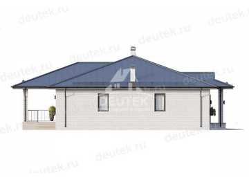 Проект квадратного одноэтажного дома с одноместным гаражом - LK-322
