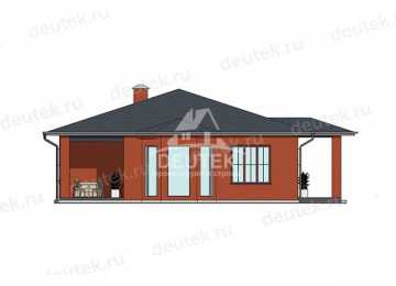 Проект дачного одноэтажного дома с эркером и кабинетом - LK-373