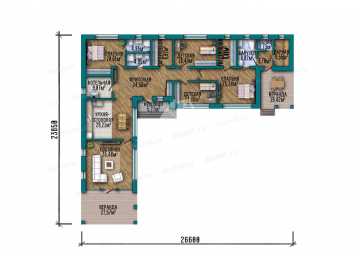 Проект одноэтажного дома 247 м² — 4 спальни, сауна, две веранды и просторная гостиная - LK-558