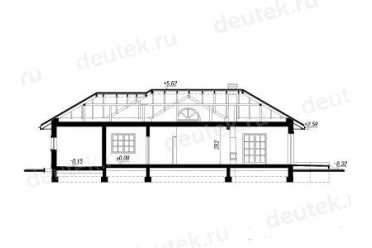 Проект дома для узкого участка с камином и гаражом 11 на 18 метров DTA10030