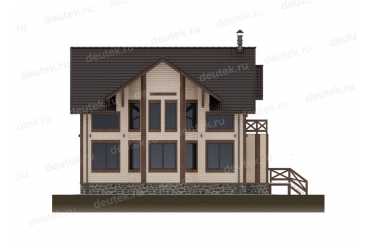 Проект двухэтажного дома из газобетона с террасой и гаражом в европейском стиле DTA10029