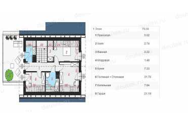 Проект двухэтажного дома из керамоблоков с мансардой и одноместным гаражом DTV100217