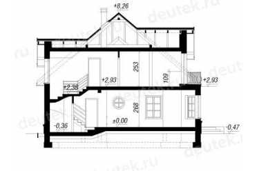 Проект европейского дома с мансардой и одноместным гаражом 13 на 13 метров DTA100111