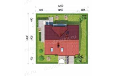 Проект двухэтажного дома с одноместным гаражом 10 на 10 DTA100135