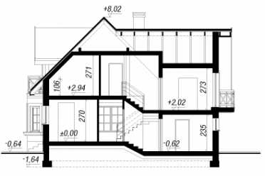 Проект европейского дома с одноместным гаражом и погребом 12 на 12 м DTA100177