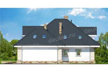 Проект европейского двухэтажного дома с двухместным гаражом до 250 кв м DTA100180