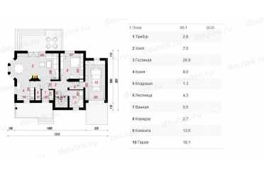 Проект европейского дома с мансардой и одноместным гаражом 9 на 15 метров DTA100186