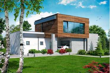 Проект двухэтажного дома в стиле хай-тек с двухместным гаражом 22 на 12 м - DTA100228 DTA100228