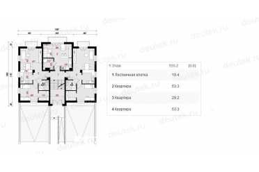 Проект европейского дома с мансардой и гаражом 13 на 15 метров DTA10044