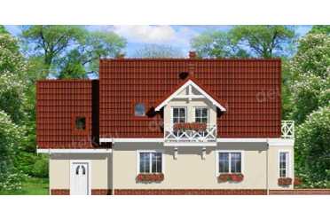 Проект двухэтажного дома из керамаблоков с одноместным гаражом и жилой мансардой- DTL100009 DTL100009
