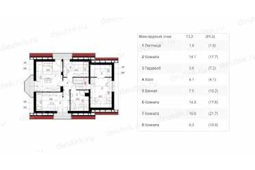 Проект двухэтажного дома из керамаблоков с одноместным гаражом и жилой мансардой- DTL100009 DTL100009