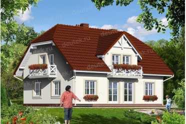 Проект двухэтажного дома из керамаблоков с жилой мансардой - DTL100020 DTL100020