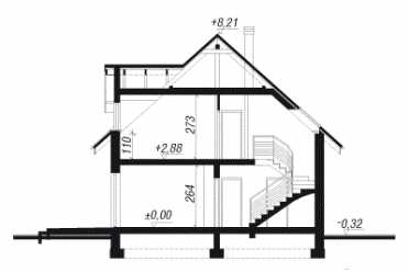 Проект двухэтажного дома из керамических блоков с террасой, мансардой и подвалом DTN100012