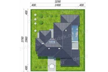 Проект двухэтажного дома с бассейном, сауной и кабинетом DTN100027