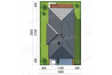 Проект одноэтажного дома из керамических блоков с террасой  и двухместным гаражом  DTN100033