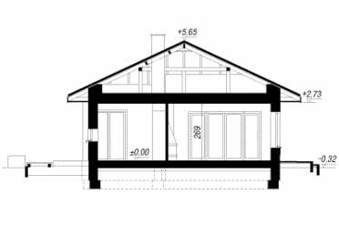 Проект одноэтажного дома из керамических блоков с террасой и двухместным гаражом 6.00 на 5.95 м DTN100035