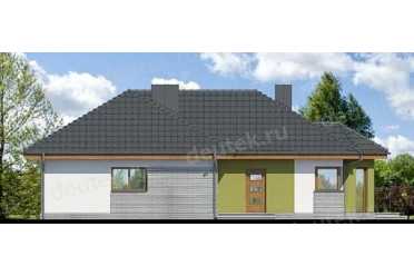 Проект одноэтажного дома из керамических блоков с террасой и одноместным гаражом DTN100041