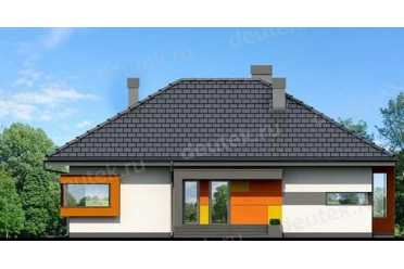 Проект одноэтажного дома из керамических блоков с террасой, подвалом и кладовой DTN100044
