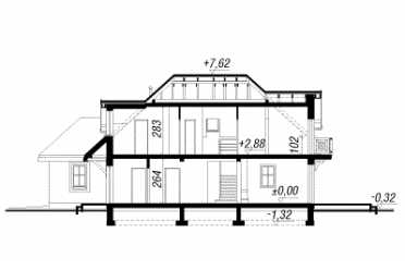 Проект одноэтажного дома из керамаблоков с мансардой одноместным гаражом - DTN100046 DTN100046