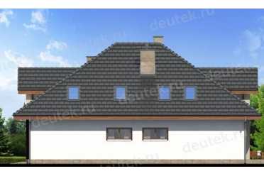Проект двухэтажного дома из керамических блоков с террасой и двухместным гаражом DTN100054