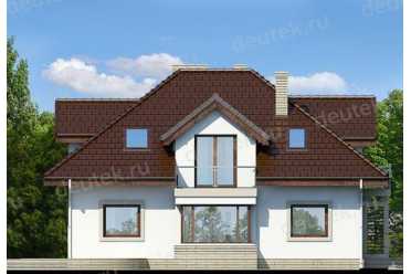 Проект двухэтажного дома из керамических блоков с террасой и одноместным гаражом DTN100055