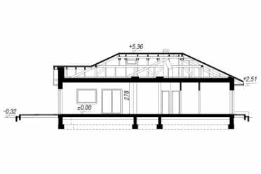 Проект одноэтажного дома из керамических блоков с двухместным гаражом DTN100058