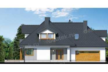 Проект двухэтажного дома из керамических блоков с двухместным гаражом DTN100063