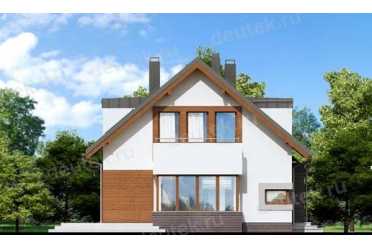 Проект двухэтажного дома из керамических блоков с одноместным гаражом DTN100065