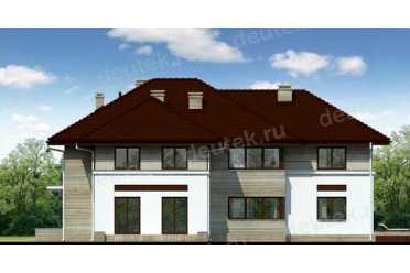 Проект двухэтажного дома из керамических блоков с террасой и одноместным гаражом DTN100074