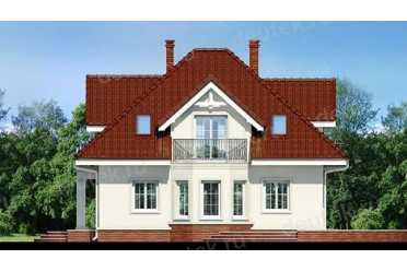 Проект двухэтажного дома из керамических блоков с террасой и одноместным гаражом DTN100075