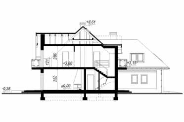 Проект двухэтажного дома из керамических блоков с двухместным гаражом DTN100081