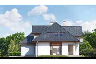 Проект двухэтажного дома из керамаблоков с двухместным гаражом и погребом DTN100089