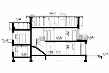 Проект двухэтажного дома из керамаблоков с одноместным гаражом DTN100092