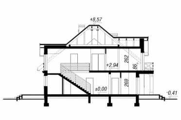 Проект двухэтажного дома из керамаблоков с двухместным гаражом DTN100094